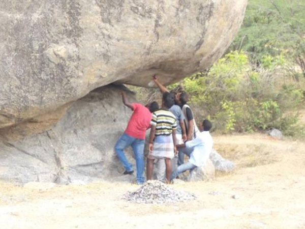 Rare ancient painting found in a rock in Villupuram district