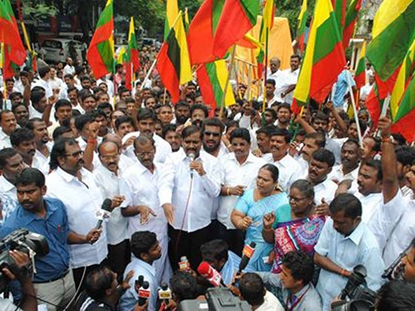 TVK cadres try to storm Srilankan embassy