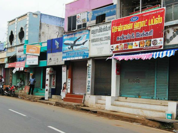 மதுரையில் கடைகள் அடைப்பு