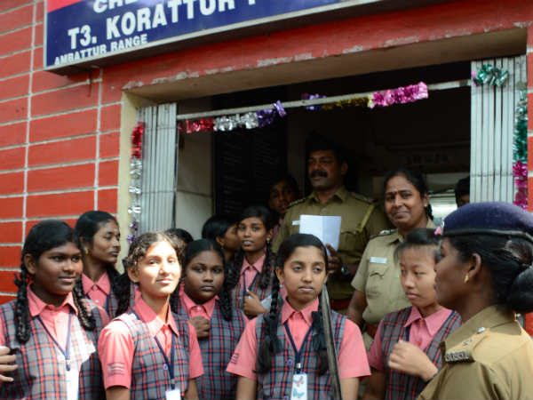 Students visit Chennai police stations