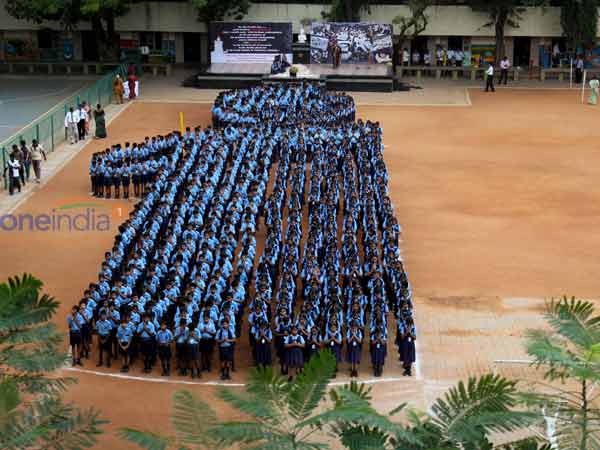 School students form Human candle
