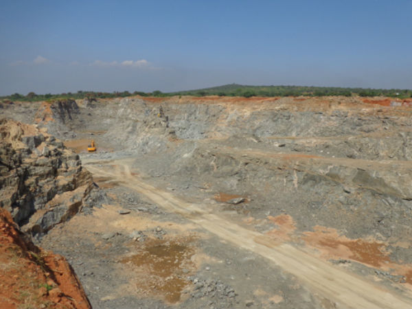 Illegal quarries :People agitate with human skulls