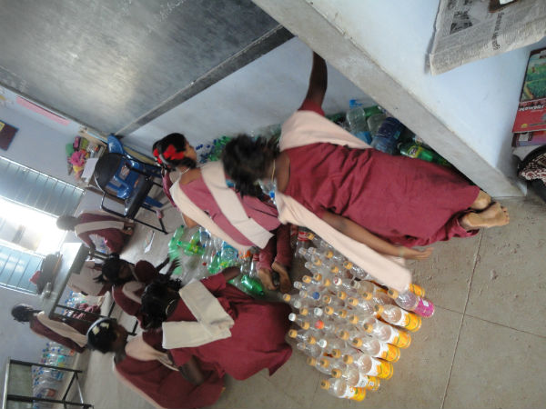 Karur students build plastic compound wall