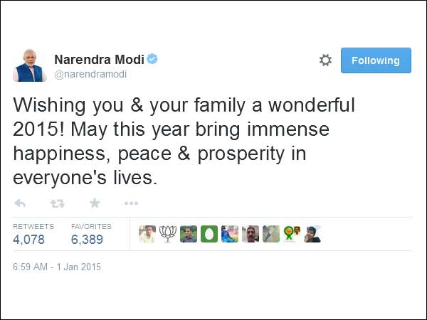 Prime Minister Narendra Modi greets nation on New Year