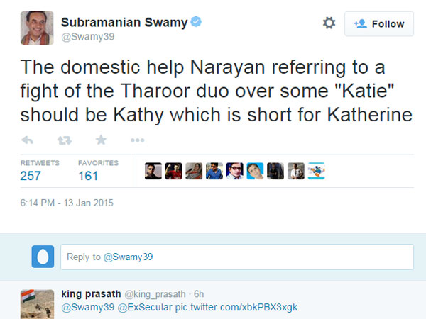 Sunanda Pushkar death case: Subramanian Swamy sheds more light on 'Katy'