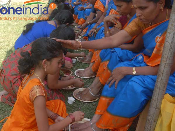 Students Perform Pada Pooja to Parents