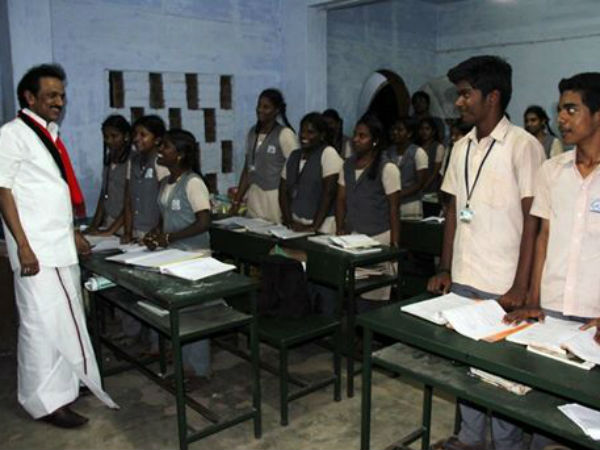 M.K.Stalin visits school in Srirangam