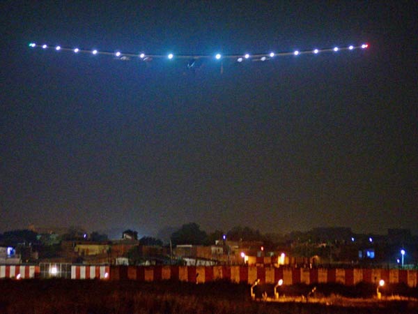 Solar Impulse lands at Sardar Patel airport in Ahmedabad