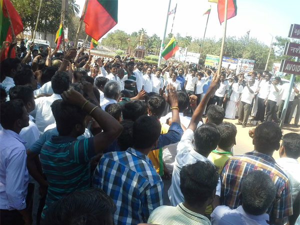 TVK protest against Tamils murder- AP CM effigy burn