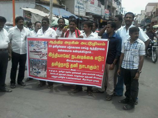 Protest in Tamil Nadu Over Killing of 20 Tamils in Andhra