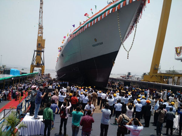 Navy launches stealth destroyer Visakhapatnam