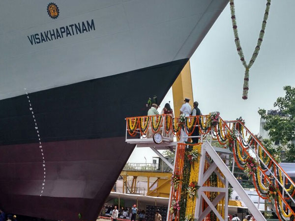 Navy launches stealth destroyer Visakhapatnam