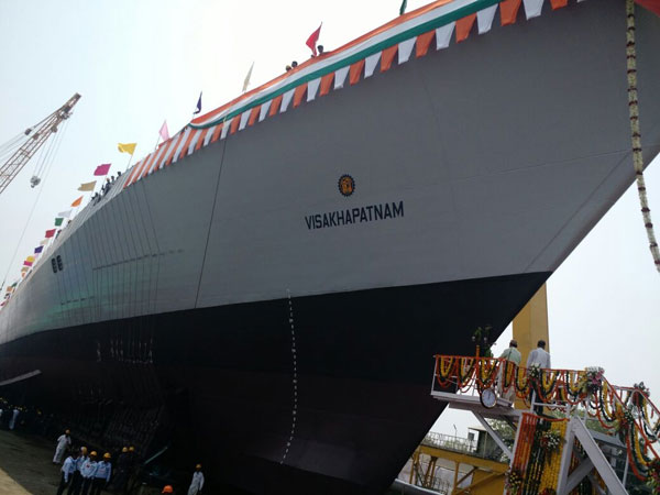Navy launches stealth destroyer Visakhapatnam