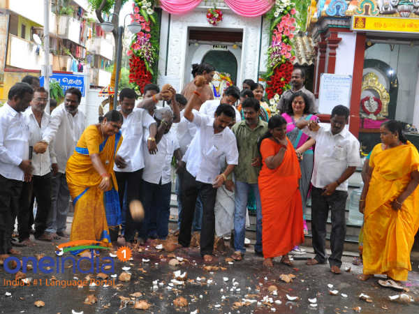 Minister Valarmathi performs 'nerthikadan' in Chennai