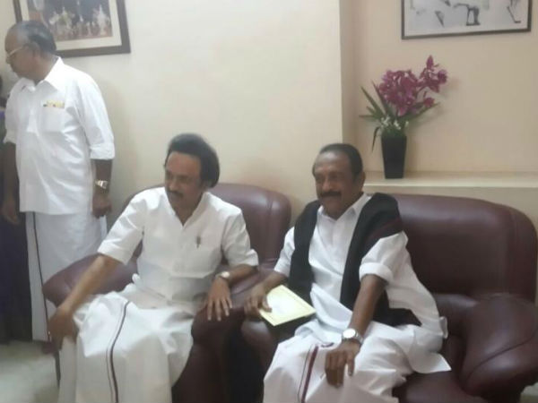 M K Stalin meets Vaiko