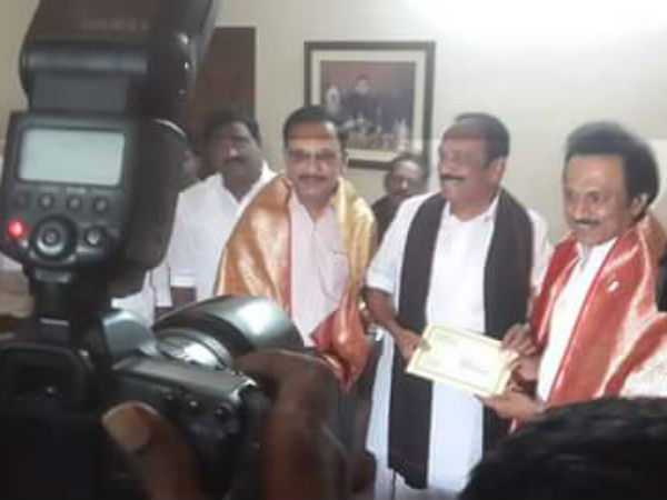 M K Stalin meets Vaiko