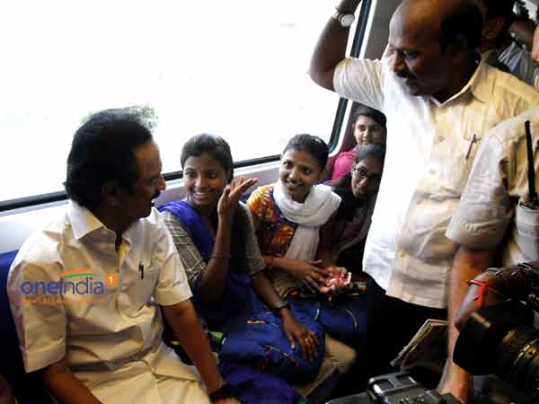 Stalin travels in Chennai metro train