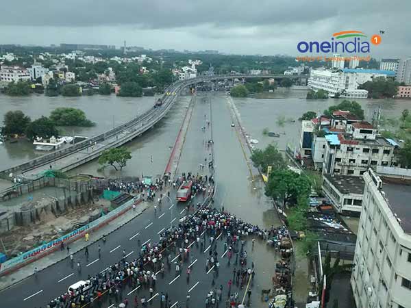 Flooded Adyar river threatens traffic Flooded Adyar river threatens traffic