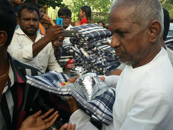 Ilaiyaraaja help 1 lakh blankets to North Chennai flood affected people 