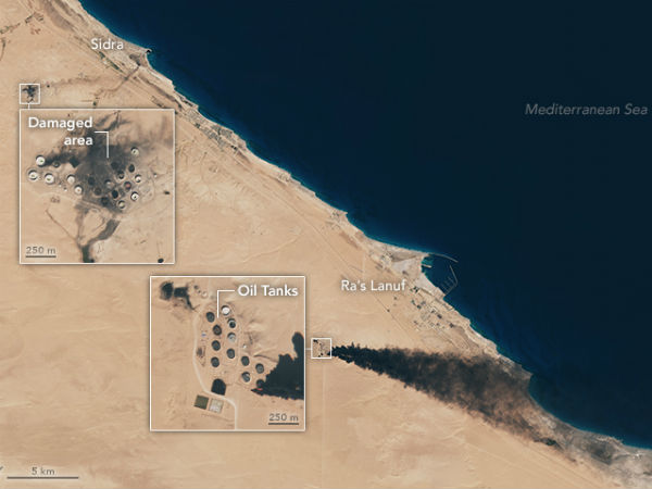 Earth Observatory: Oil Tank Fires in Libya