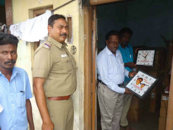 EC officials confiscate wall clocks from DMDK functionary's house