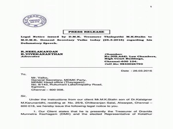 stalin sends legal notice to vaiko