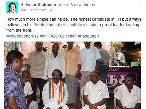 H Vasanthkumar visits roadside eatery