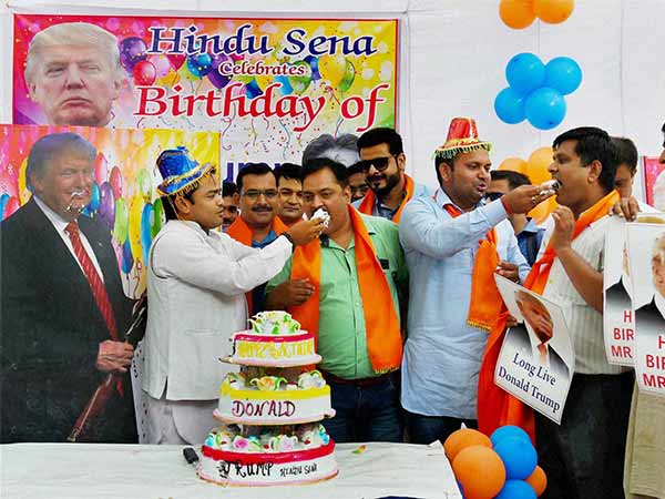 Hindu Sena celebrates Donald Trump's birthday in New Delhi