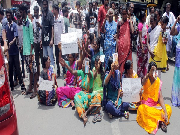 protest aganist ADMK party functionary 