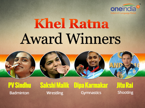 PV Sindhu, Sakshi Malik, Dipa Karmakar, Jitu Rai to get Khel Ratna PV Sindhu, Sakshi Malik, Dipa Karmakar, Jitu Rai to get Khel Ratna