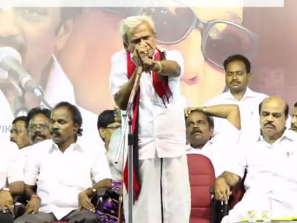 M.K.Stalin met Theeppori Arumugam and gives money 