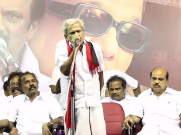 M.K.Stalin met Theeppori Arumugam and gives money 