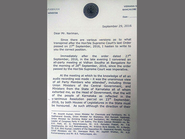 Nariman replies to CM saying would not argue for the Karnataka