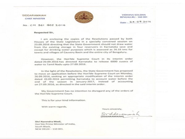 Siddaramaiah wrote the letter to modi