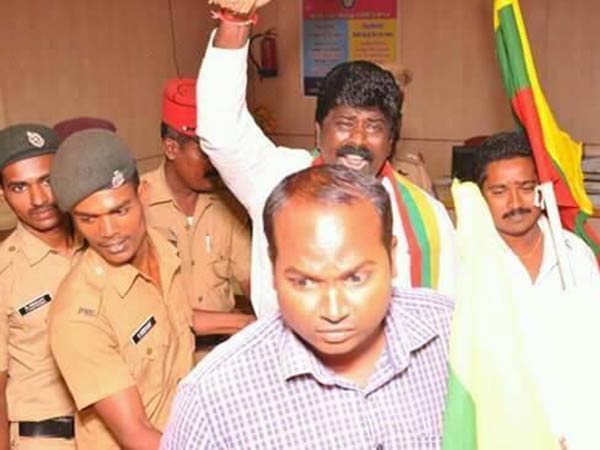 Protests in Puducherry against Karnataka