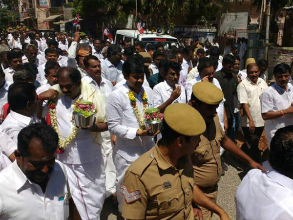 ADMK's milk pot spiritual procession in Palani