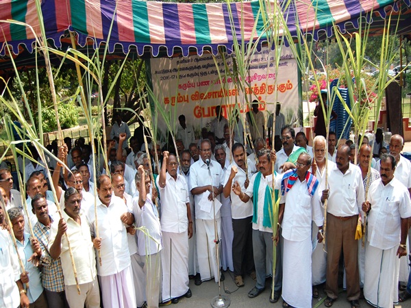 sugarcane farmers arrested in chennai
