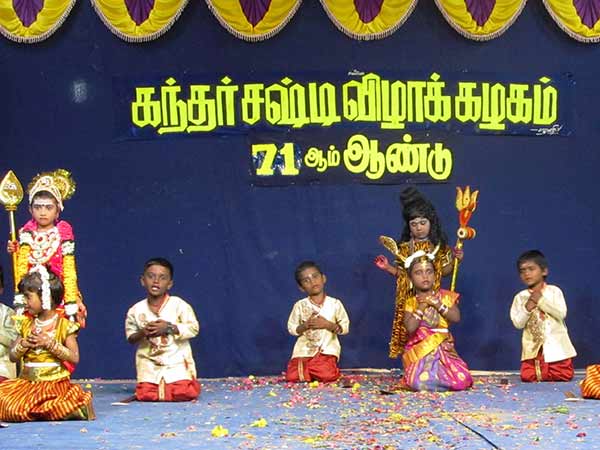 Students dance in Kantha Sasthi vizha