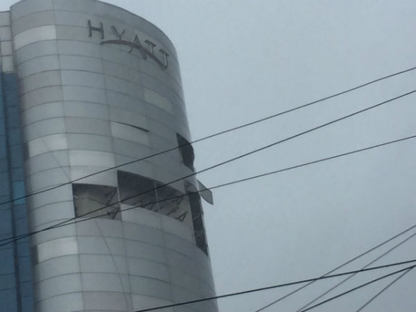 #CycloneVardah: Hyatt hotel glasses blown away 