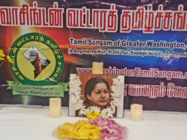 Washington Tamil Association condoles Jayalalithaa's demise 