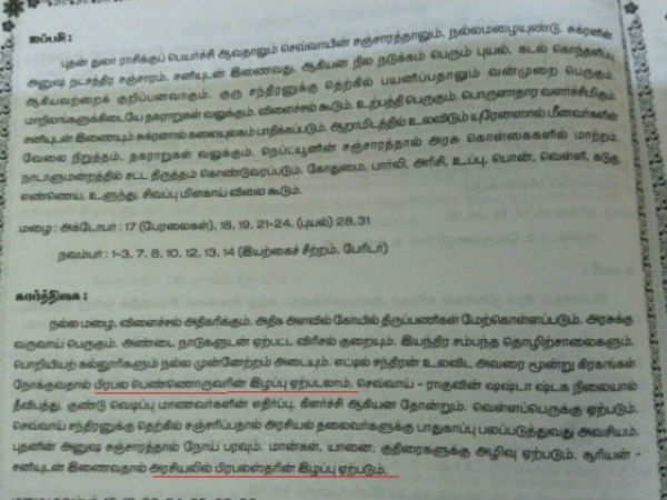 Panchangam prediction Jayalalithaa's death 