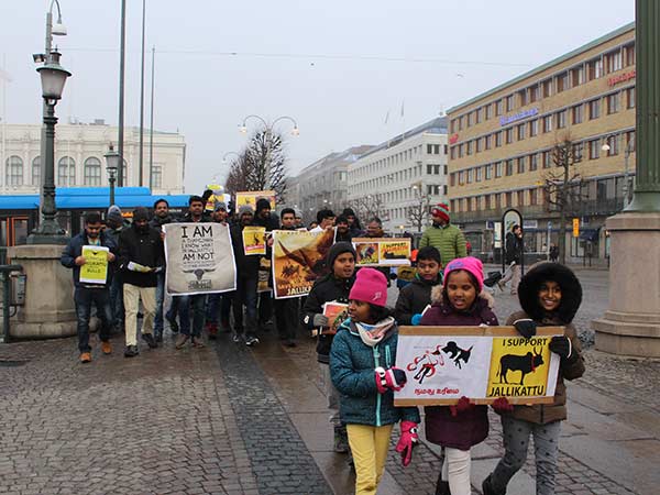 Sweden tamils stage a protest to support Jallikattu 