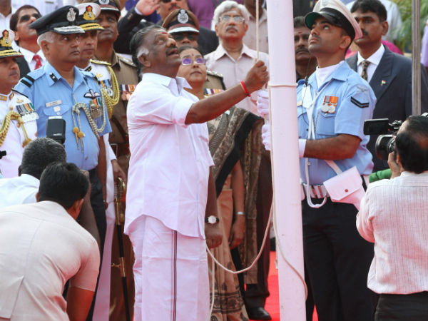 Republic day: Chief Minister O. Panneerselvam hoists the national flag Republic day: Chief Minister O. Panneerselvam hoists the national flag