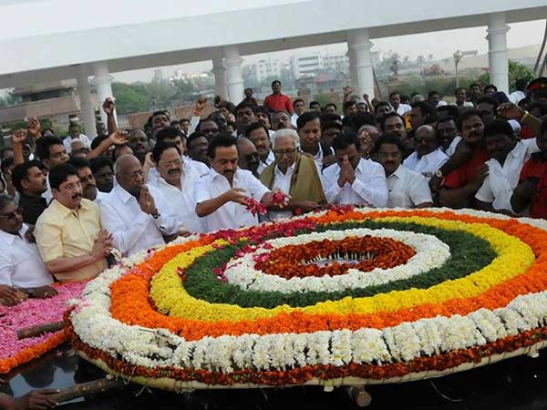 DMK rally took place near Marina to tribute Annadurai