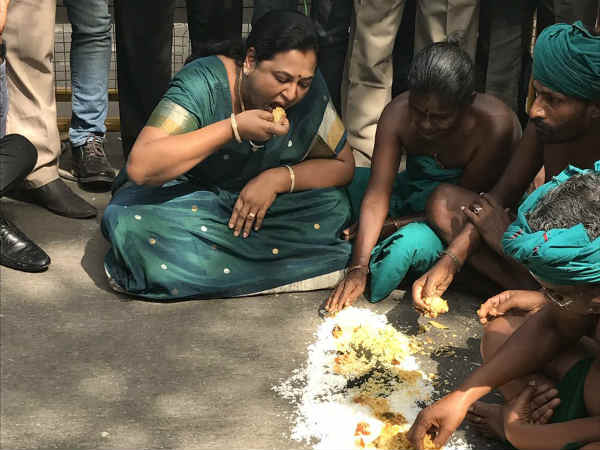 மண் சோறு சாப்பிட்ட பிரேமலதா 