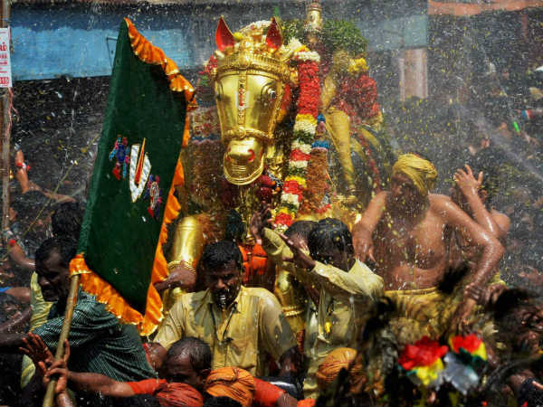 தண்ணீர் பீய்ச்சி உற்சாகம்