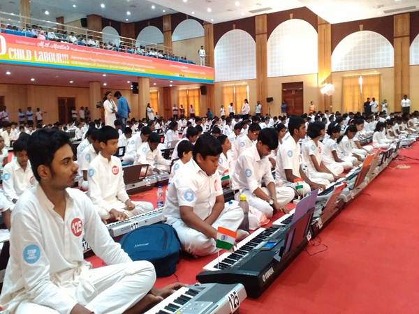 440 Children gather together for the largest Keyboard concert