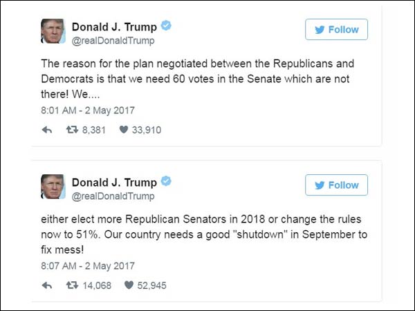 Trump says shutdown government in September to fix mess Trump says shutdown government in September to fix mess