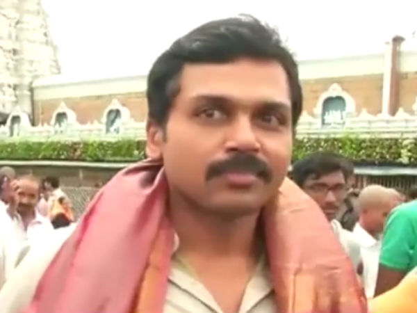  Actor Karthi gave interview in Telugu in Tirupati 