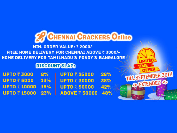chennaicrackersonline avail 50 percentage offer for Diwali celebration chennaicrackersonline avail 50 percentage offer for Diwali celebration